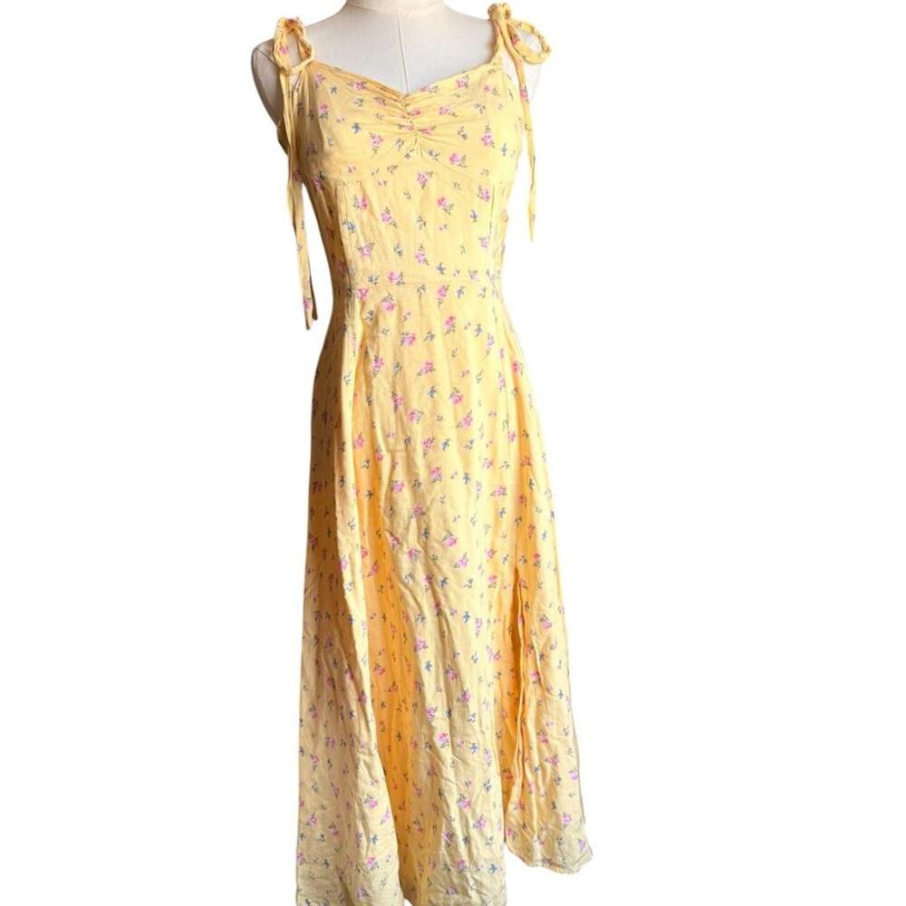 Bardot yellow floral midi dress